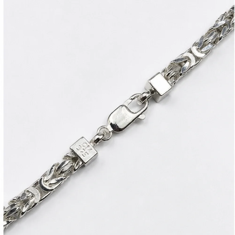 925 Sterling Silver Byzantine Chain Necklace for Men - Silver Size 22”